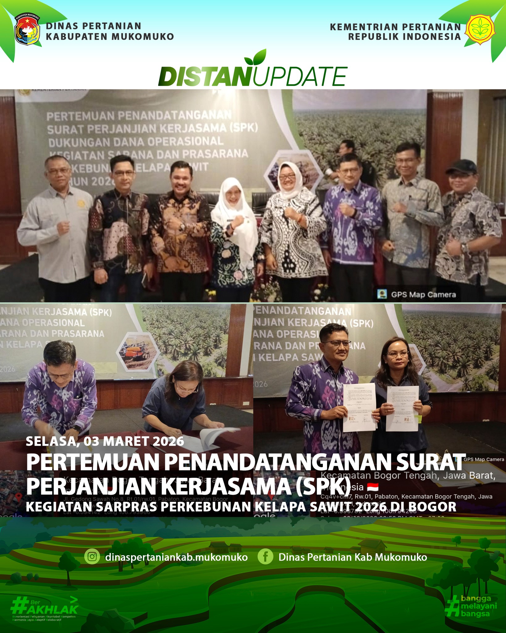 Acara Penandatanganan Surat Perjanjian Kerjasama (SPK), dan Dukungan Dana Operasional Kegiatan Sarana dan Prasarana Perkebunan Kelapa Sawit 2026
